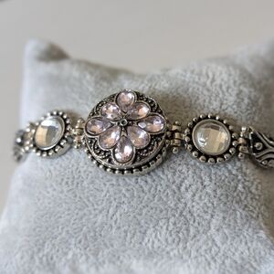 Beautiful Estate Bracelet With Pale Pink and Clear Stones